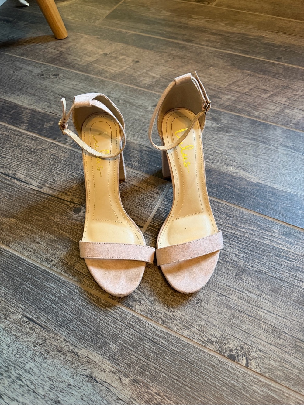 Lulu's Nude Blush Suede Ankle-Strap Block Heels